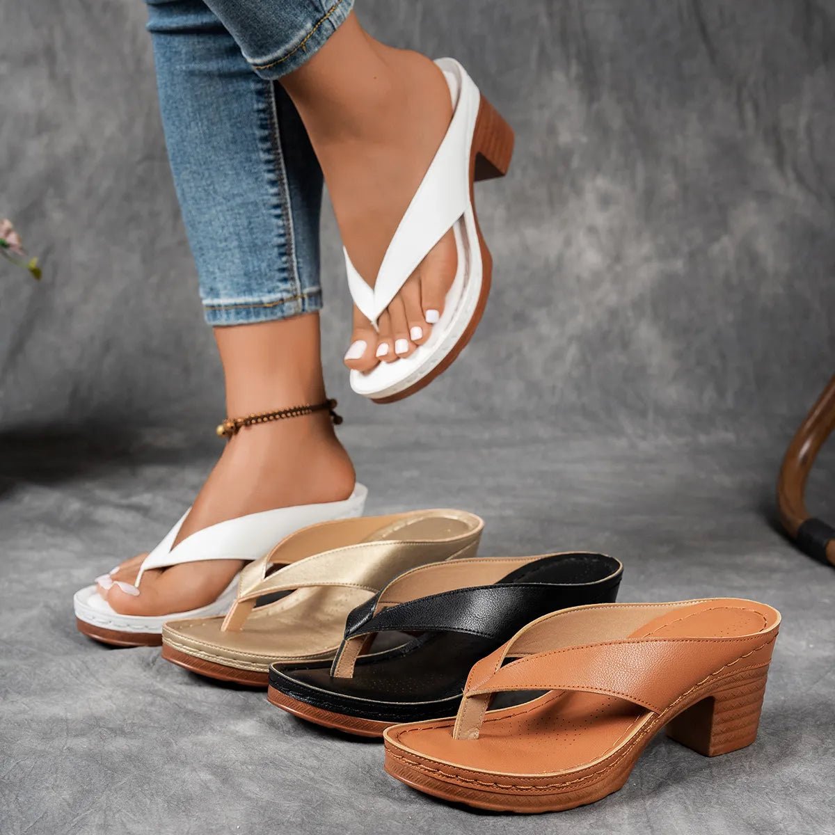 Pantofole da donna con design a punta spaccata all'aperto in spiaggia antiscivolo - AreyouHappy Shop